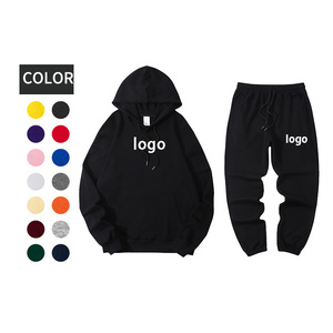 wholesale sweatsuit set unisex high quality custom hoodie and joggers set heavyweight blank men sportswear tracksuit