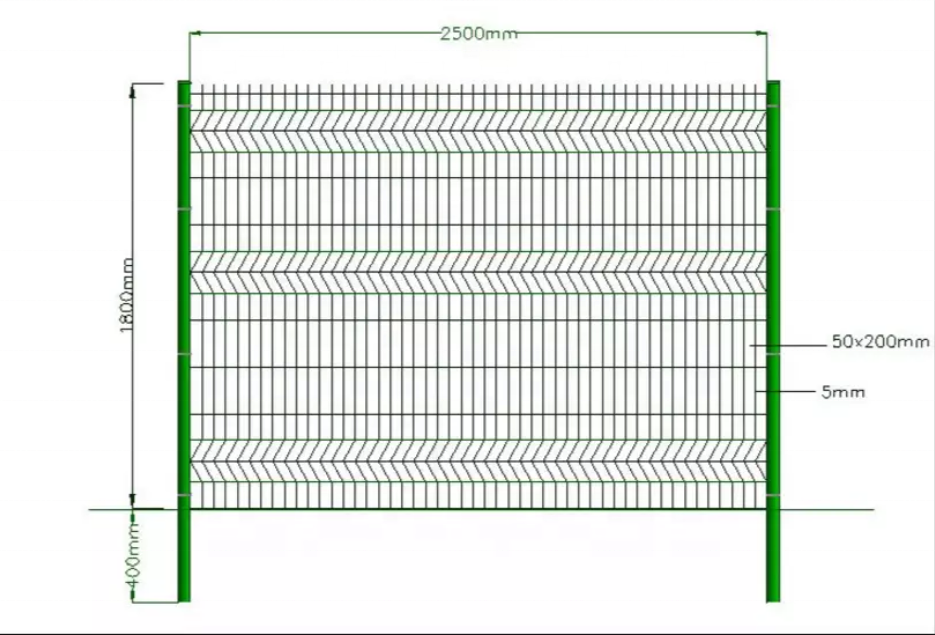 pvc coated 50x200mm high quality 3d bending curved welded wire mesh farm garden fence panel