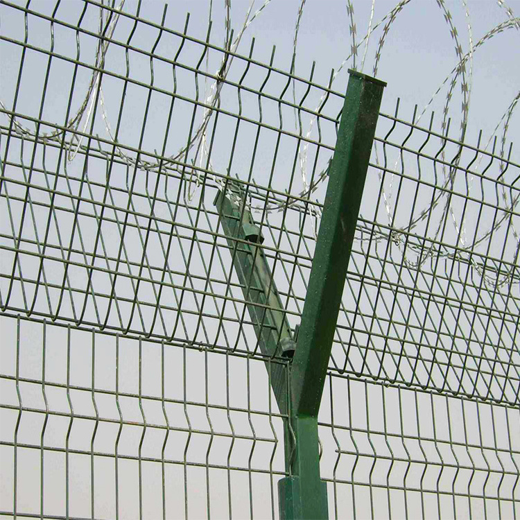 Airport Security Fence Galvanized Powder Coated Anti Climb Barbed Razor Wire Arm Mesh Fence