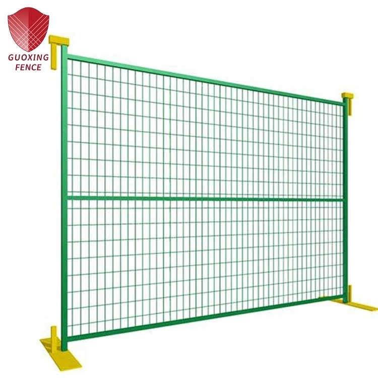 construction outdoor portable removable canada temporary galvanized metal fence panel with metal base foot in canada