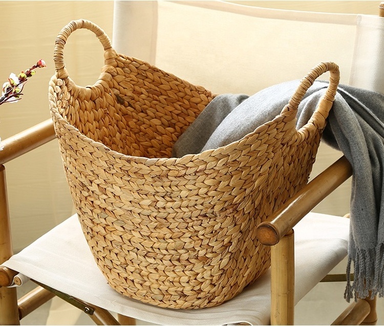 Natural Crafts Rope Straw Storage Plant Basket Handmade Fruit Tray Water Hyacinth Woven Basket