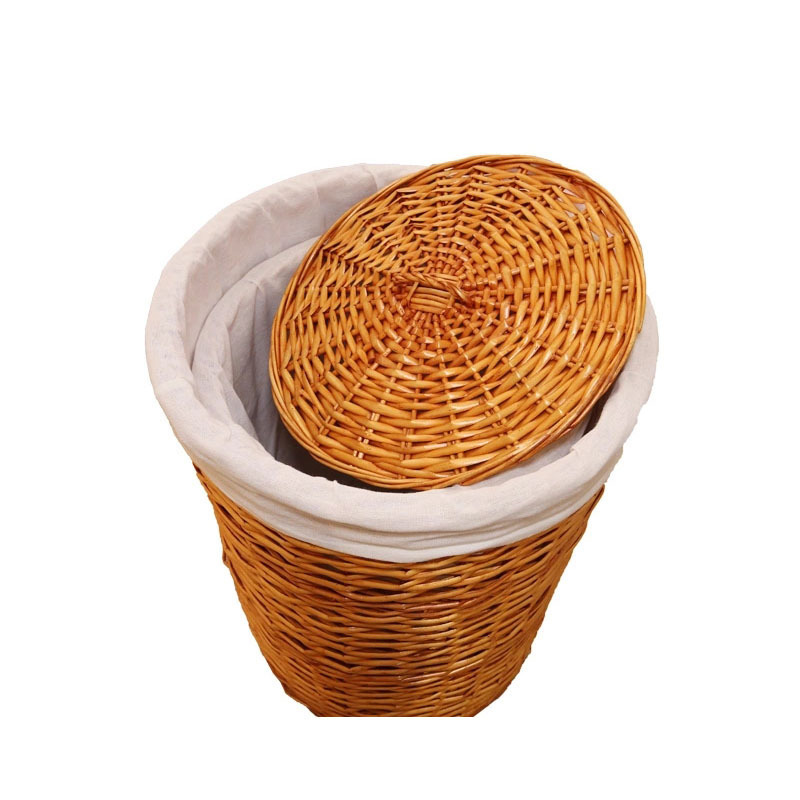 Large Round Willow Wicker laundry Basket Hampers with Lid