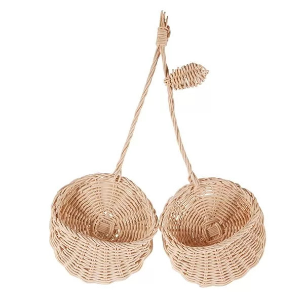 Unique rattan wicker cactus wall basket for kids interior cute wall hanging basket for kids room decoration