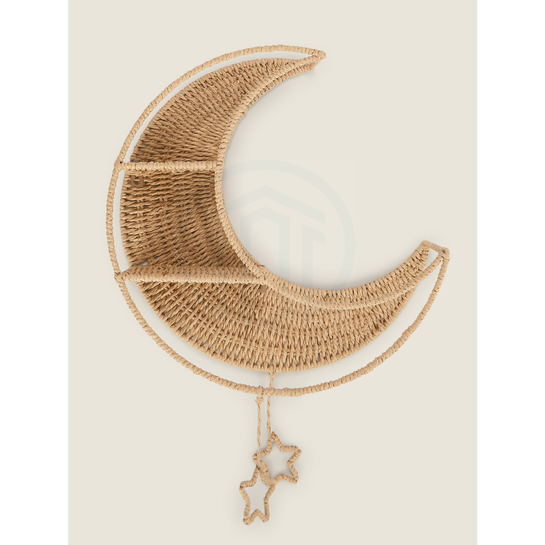 Home Decoration Seagrass Moon Wall Shelf Seagrass Wall Rack Wall Hanging Decor For Nursery Kid Room