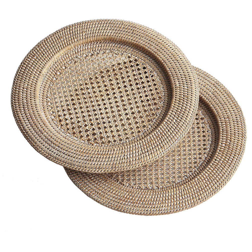 Wholesale Natural Round Woven Placemats Rattan Seagrass Water Hyacinth  Placemat Rattan Placemats Charger Plate