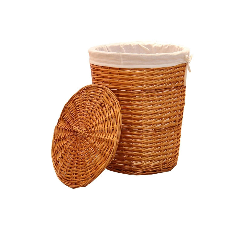 Large Round Willow Wicker laundry Basket Hampers with Lid