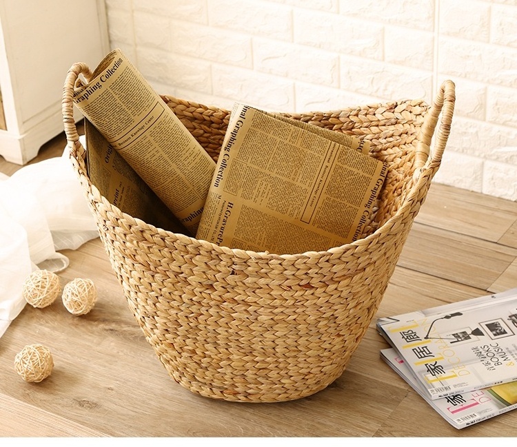 Natural Crafts Rope Straw Storage Plant Basket Handmade Fruit Tray Water Hyacinth Woven Basket