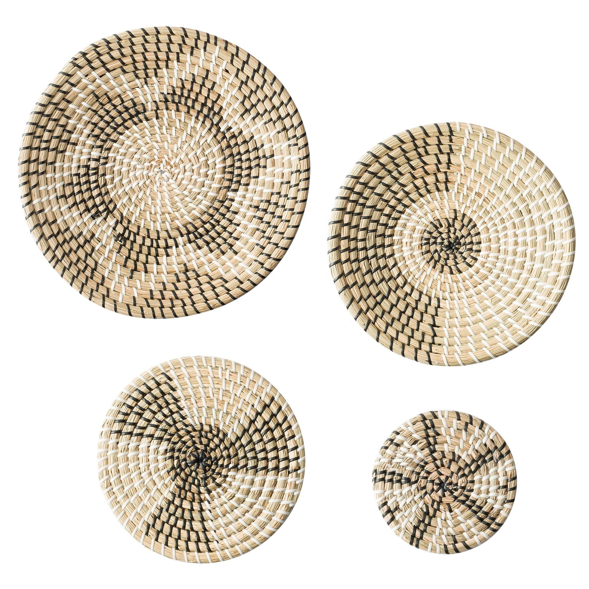 Multiple styles Round Seagrass Hand woven Wall Hanging Basket Woven Basket Wall Decor Set Home Decor