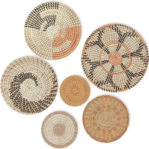 Multiple styles Round Seagrass Hand woven Wall Hanging Basket Woven Basket Wall Decor Set Home Decor