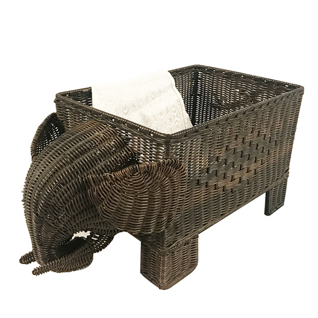 LANSHIGE Factory Frog Shaped Rattan Woven Plastic Animal Laundry Hamper Basket