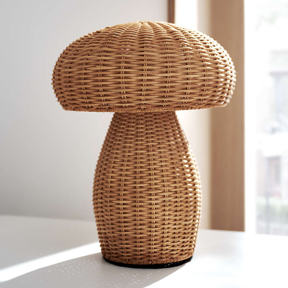 Handmade Kid Room Decoration Natural Rattan Ornaments for Kids Wonderland Natural Wicker Rattan Table Lamp