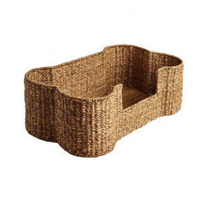 Bone-shaped Pet Bed Made of Beige Colored Seagrass New Idea for Decoration Pet Bed and House