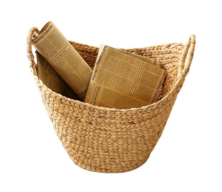 Natural Crafts Rope Straw Storage Plant Basket Handmade Fruit Tray Water Hyacinth Woven Basket