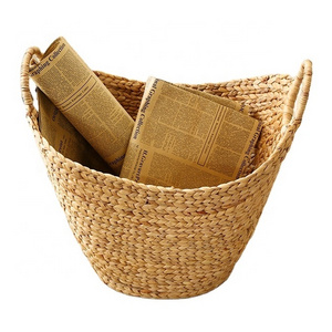 Natural Crafts Rope Straw Storage Plant Basket Handmade Fruit Tray Water Hyacinth Woven Basket