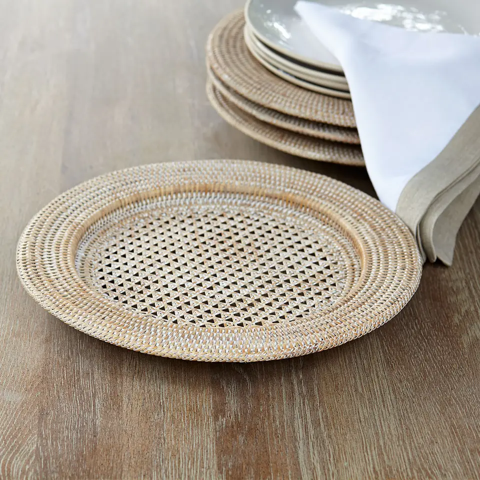 Wholesale Natural Round Woven Placemats Rattan Seagrass Water Hyacinth  Placemat Rattan Placemats Charger Plate