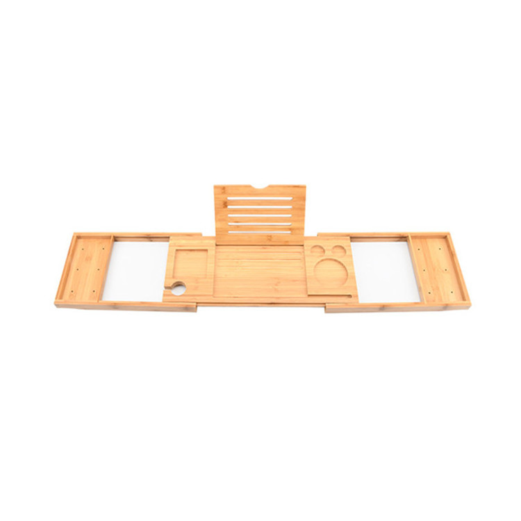 Luxury Bathroom Accessory Extendable Shower Tray Wood Holder Bathtub Tray 100% Natural Bamboo Bath Caddy