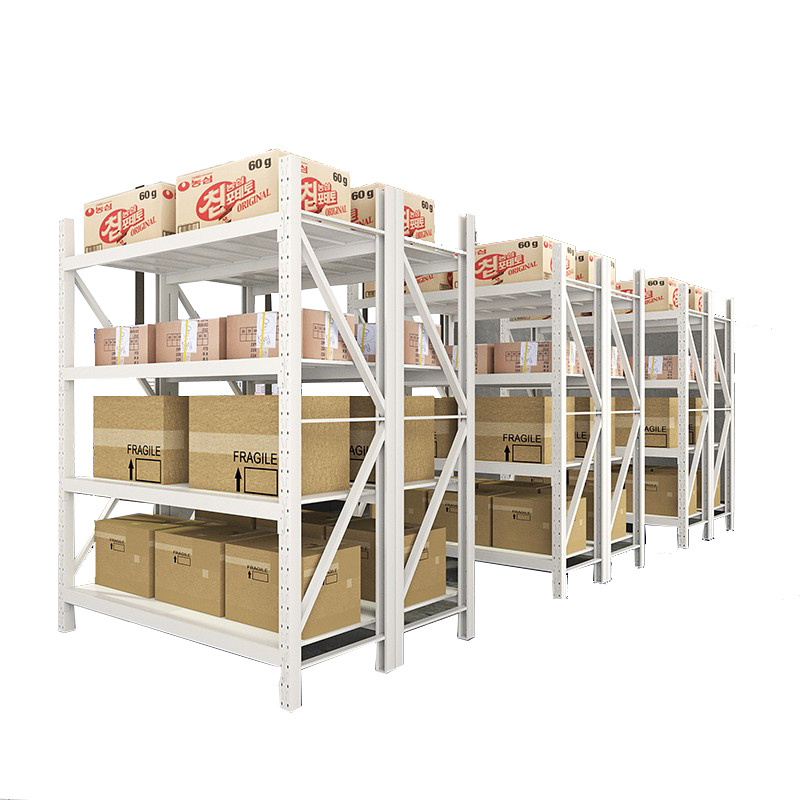 Shelf warehouse Storage white Angle steel shelving display storage multi-storey household load bearing floor heavy iron shelves