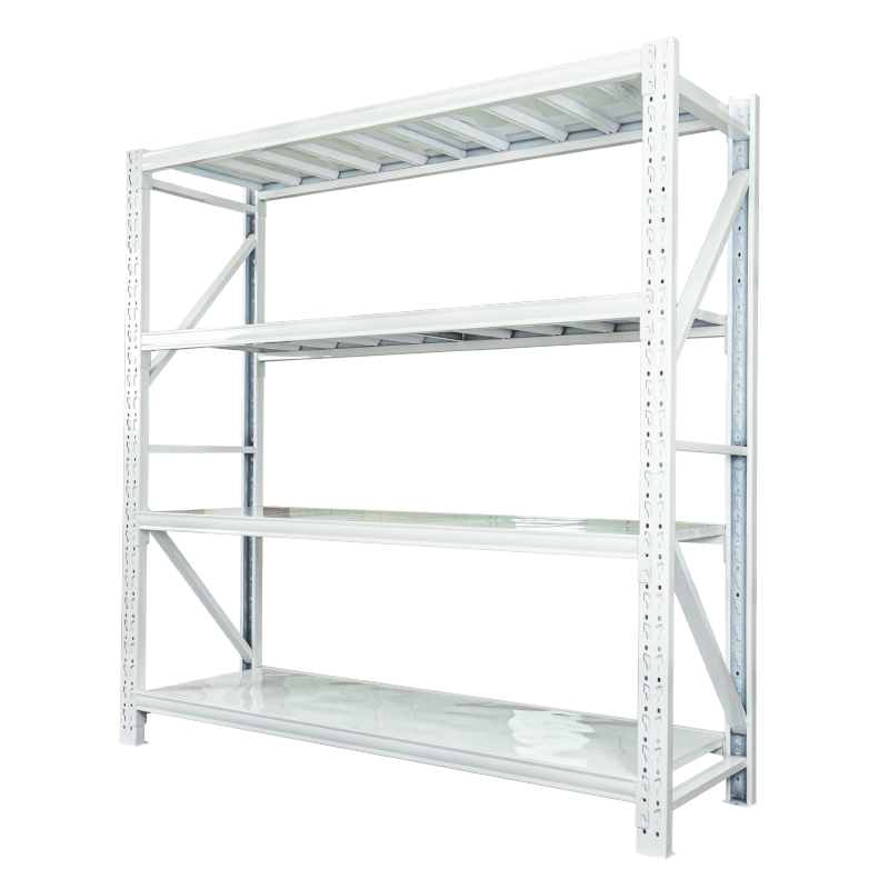 quality CE certified 100 KG.per shelf adjustable 4-tier  steel drive in  assembly Shelving Unit in white and Blue