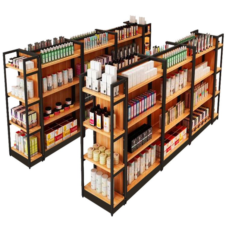 High Quality Adjustable Metal Gondola Supermarket Shelving For Sale/Stationery Display Rack/Wood Grain Shelf