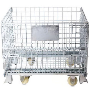 Storage cage turnover box iron frame warehouse folding metal shelf folding butterfly cage sorting cage large pulley