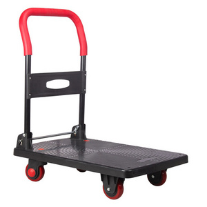 Guichang courier cart pull cargo trolley truck flat trailer heavy-duty portable folding household four-wheel light and silent