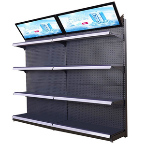 Single-sided Supermarket Corner Wall Shelf Cosmetic Display Shelf /store Shelf Supermarket Rack 1) Supermarket 2)stores Metallic