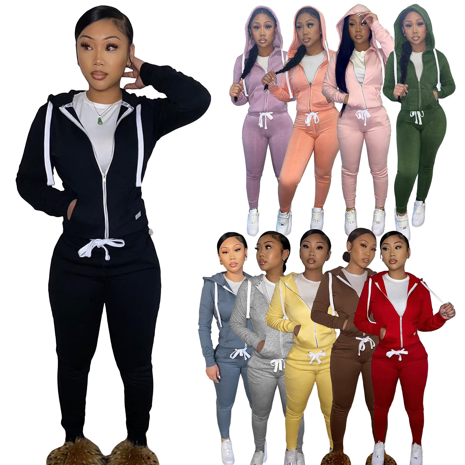 corded crew cropped hoodie crewneck sweatshirt oversized pink crop hoodie women sweatpants hoodies sweat suits women's sets