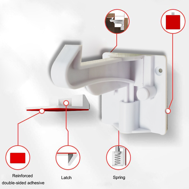 Invisible Baby Proofing Cabinet Latch Locks (10 Pack) - No Drilling or Tools Required for Installation, Works with Most Cabinets