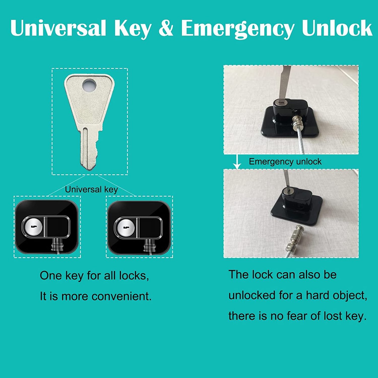 Refrigerator Lock with Keys (2 Pack) for Fridge Cabinet Locks Drawers Dishwasher Toilet and Child Safety Cabinet Locks