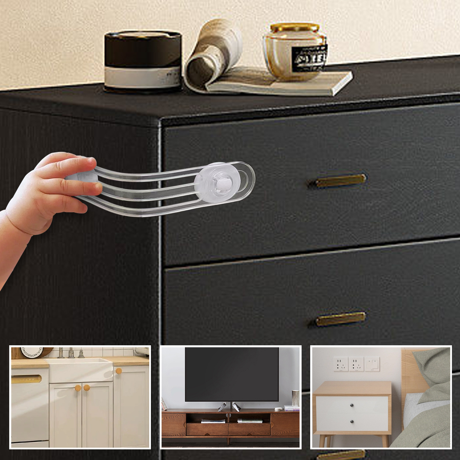 Cabinet Locks for Baby Safety Drawer and Cabinet Latches Multi-purpose Strap Childproof Cabinet Lock Durability Easy to Install