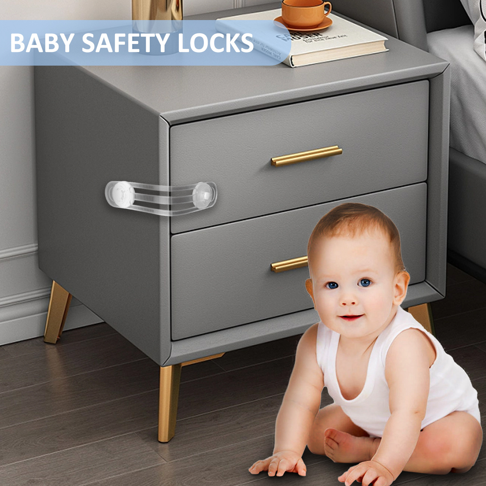 Cabinet Locks for Baby Safety Drawer and Cabinet Latches Multi-purpose Strap Childproof Cabinet Lock Durability Easy to Install