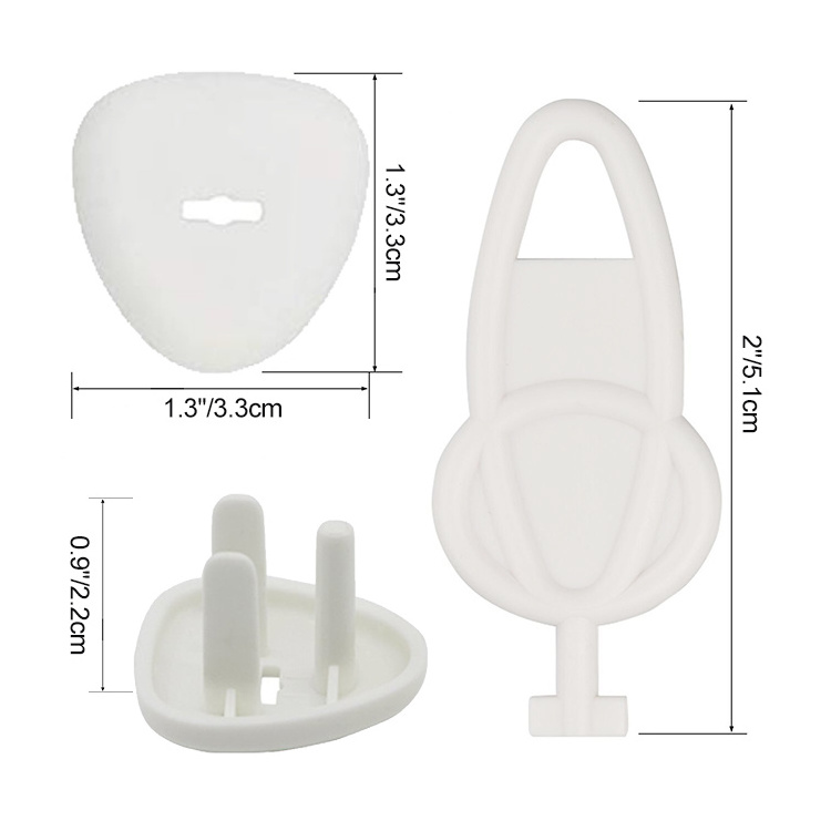 Type B 3-Prong Oval-shaped White ABS Plastic Outlet Cover USA Standard Outlets and Sockets Baby Safety Plugs for House with Keys