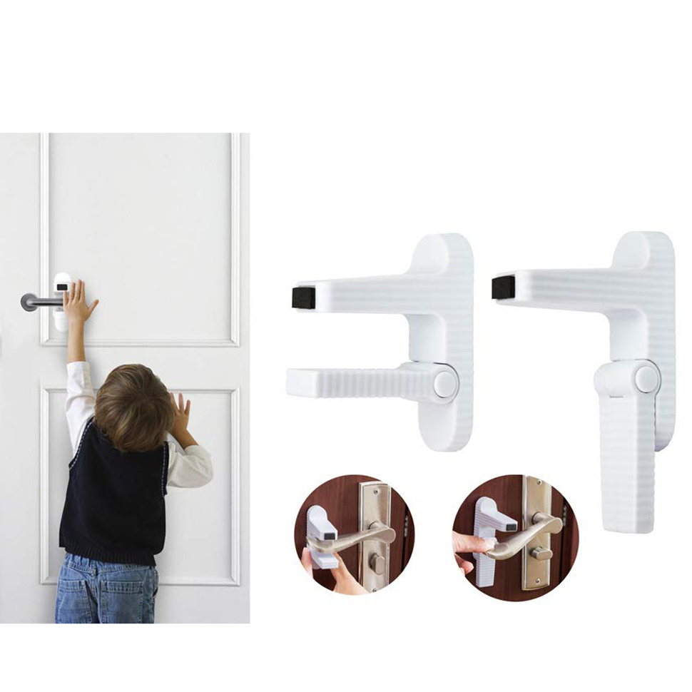 Baby Proofing Products Factory Wholesale 4 Pack Baby Safety Door Handle Lock Set Child Door Level Baby Proof Door Lock