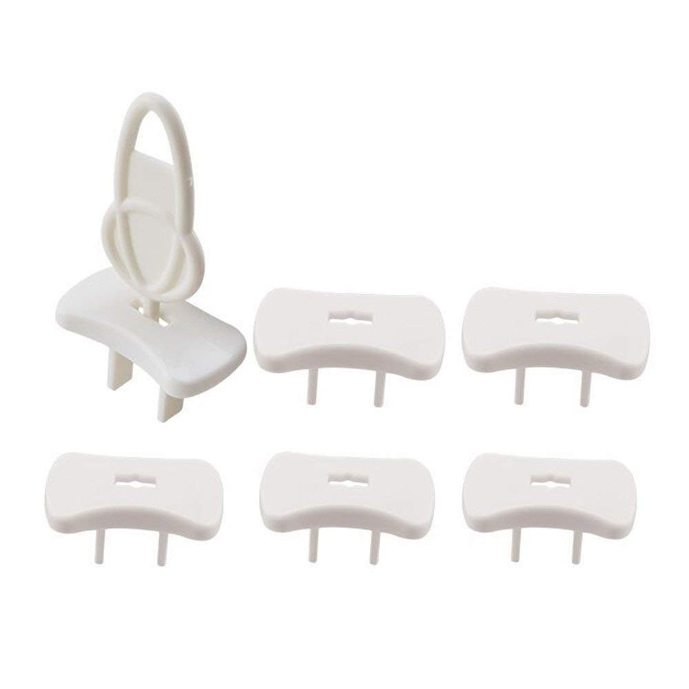 Type A 2-Prong Rectangle-shaped White Outlet Cover USA Standard Outlets and Sockets Baby Safety Plugs for Kids House with Keys