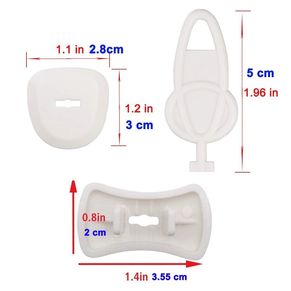 Type A 2-Prong Rectangle-shaped White Outlet Cover USA Standard Outlets and Sockets Baby Safety Plugs for Kids House with Keys