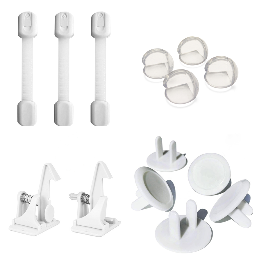 OEM Complete Baby Proofing Kit Child Safety Hidden Cabinet Locks  Adjustable Latches Corner Guards and Outlet Covers Baby Proof