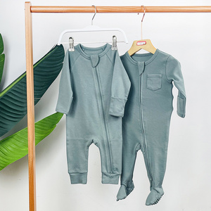 OEM gender neutral infant jumpsuit newborn zip onesie baby clothes baby pajamas plain Long Sleeve organic cotton baby romper