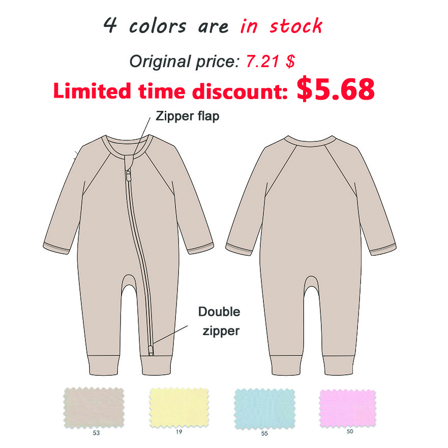 OEM gender neutral infant jumpsuit newborn zip onesie baby clothes baby pajamas plain Long Sleeve organic cotton baby romper