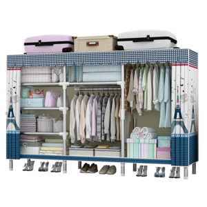 GOOD Quality Fabric Metal Pipe Armoire Bedroom DIY Storage Organizer Foldable Clothes Closet Collapsible Portable Wardrobe