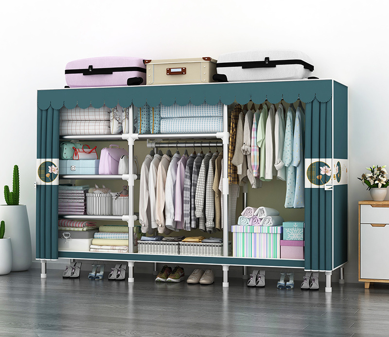 GOOD Quality Fabric Metal Pipe Armoire Bedroom DIY Storage Organizer Foldable Clothes Closet Collapsible Portable Wardrobe