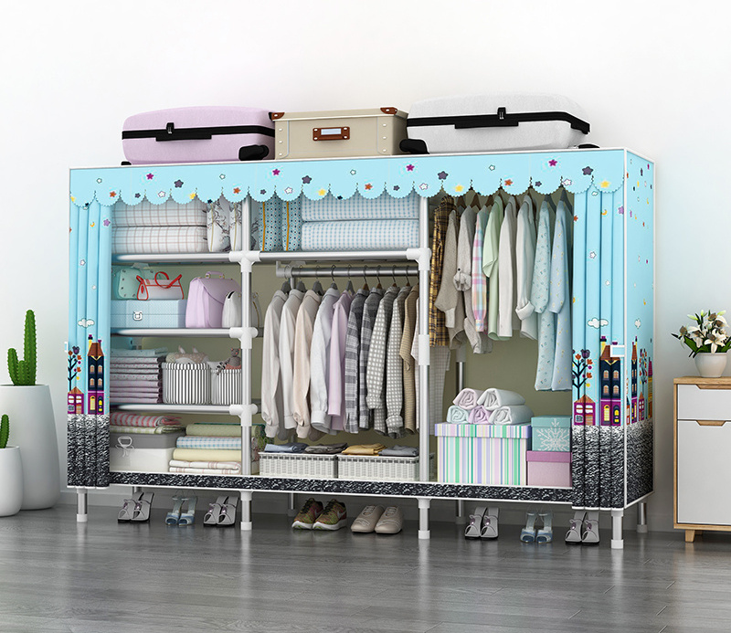 GOOD Quality Fabric Metal Pipe Armoire Bedroom DIY Storage Organizer Foldable Clothes Closet Collapsible Portable Wardrobe