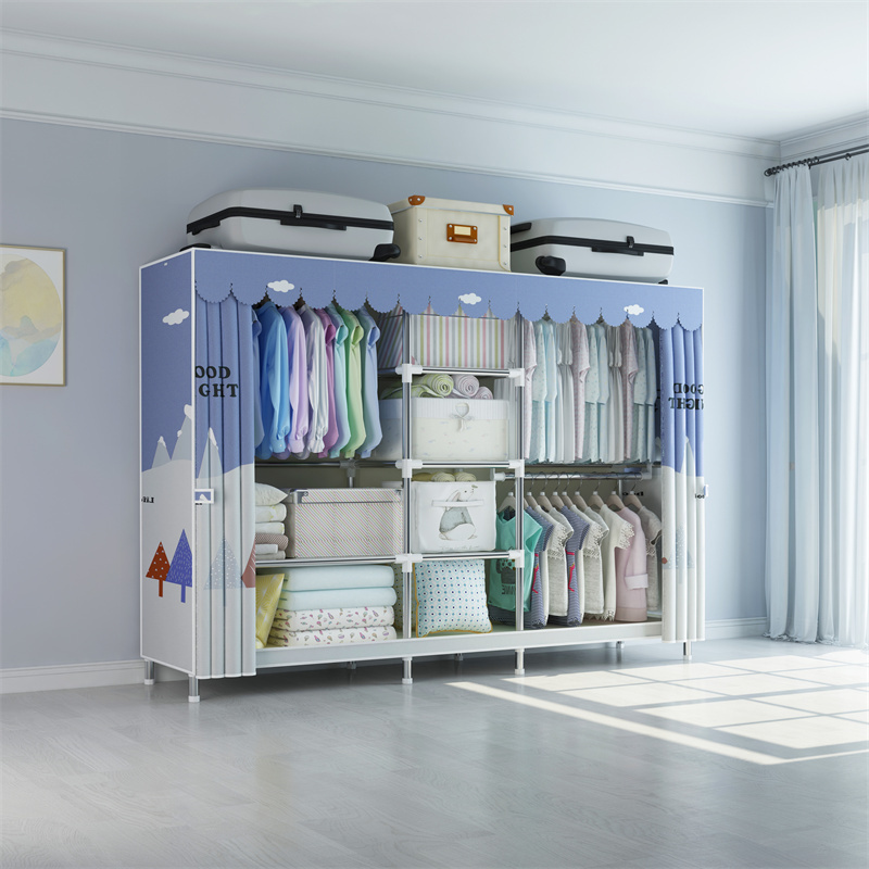 201G Folding Canvas Wardrobe Assemble Wardrobes Foldable Clothes Cabinet Kids Portable Fabric Wardrobe Closet Organizer