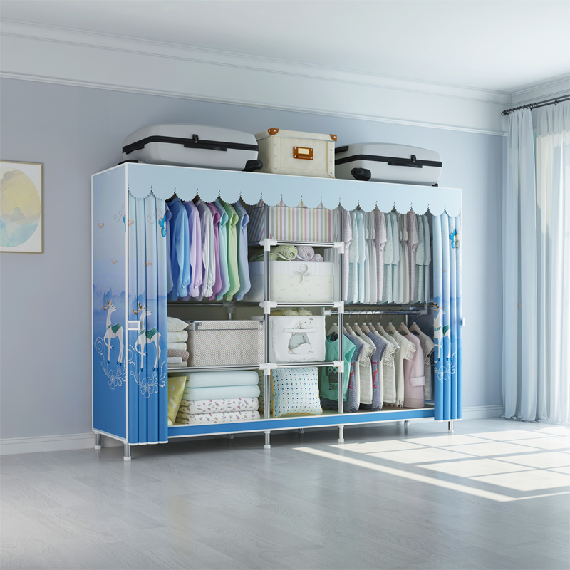 201G Folding Canvas Wardrobe Assemble Wardrobes Foldable Clothes Cabinet Kids Portable Fabric Wardrobe Closet Organizer