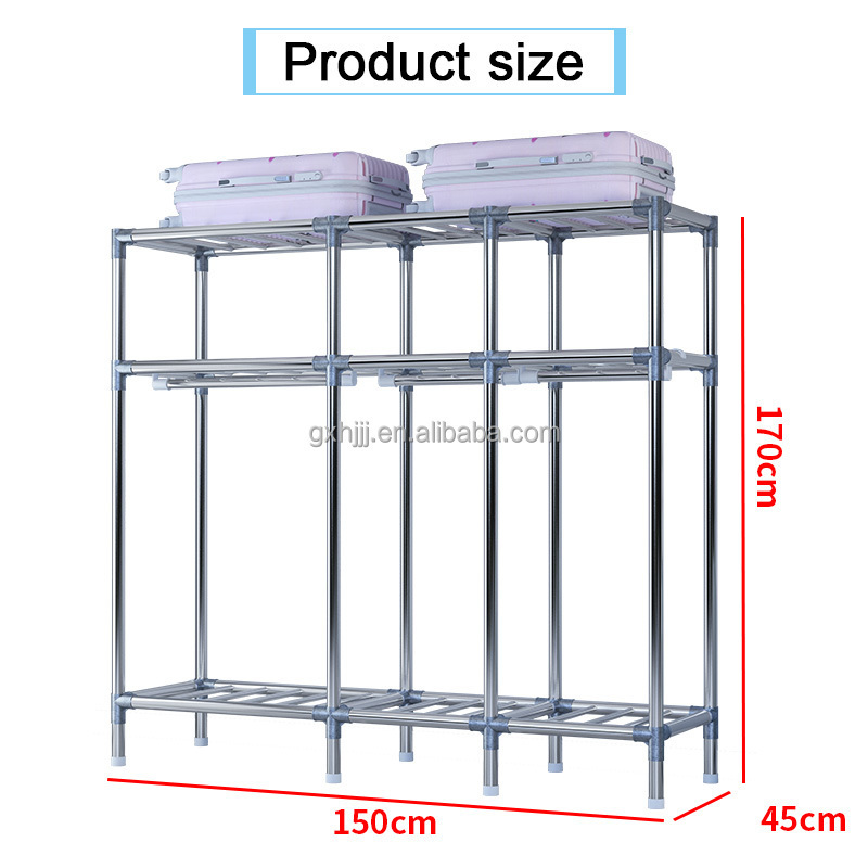 150cm Portable Canvas Closet Double Sliding Door Clothes Storage Cabinet DIY Clothes Organizer Cloth Wardrobe