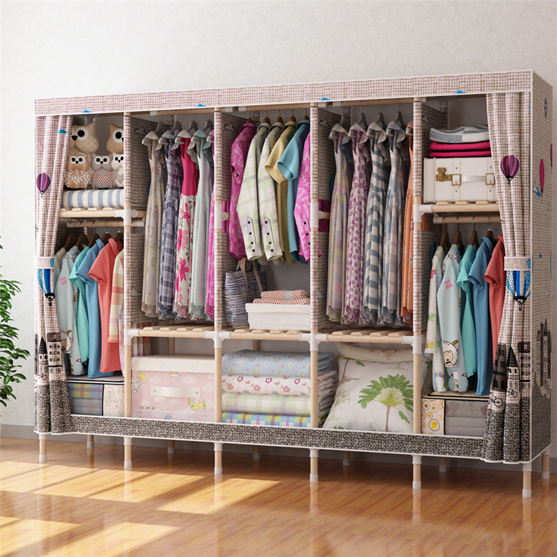 Bedroom Fabric Cover Foldable Closet Clothes Storage Organiser Portable Simple Wardrobe