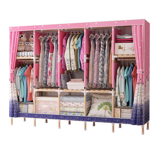 Bedroom Fabric Cover Foldable Closet Clothes Storage Organiser Portable Simple Wardrobe