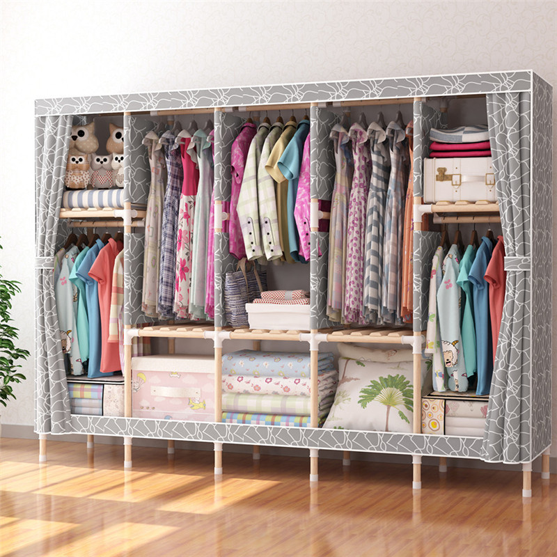 Bedroom Fabric Cover Foldable Closet Clothes Storage Organiser Portable Simple Wardrobe