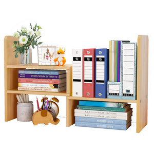 Desktop MDF Panel Book Rack Small Storage Organizer DIY Combination 2 in 1 Wooden Bookshelf Adjustable Book Stand Shelf