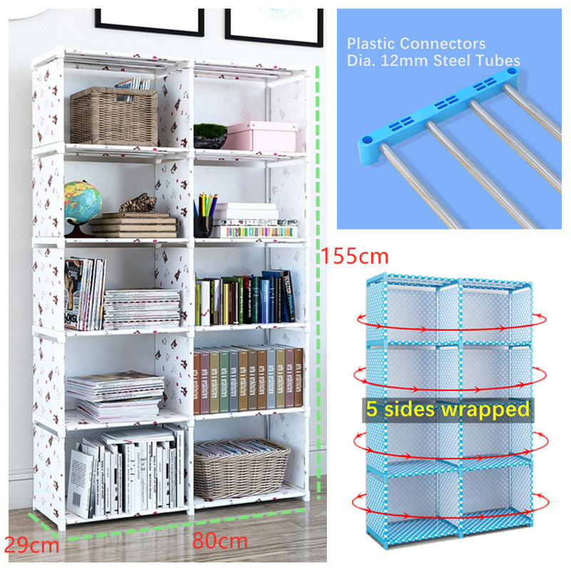 10 cubes modular storage shelf with non-woven cover metal frame toys cabinet multi-functional rack