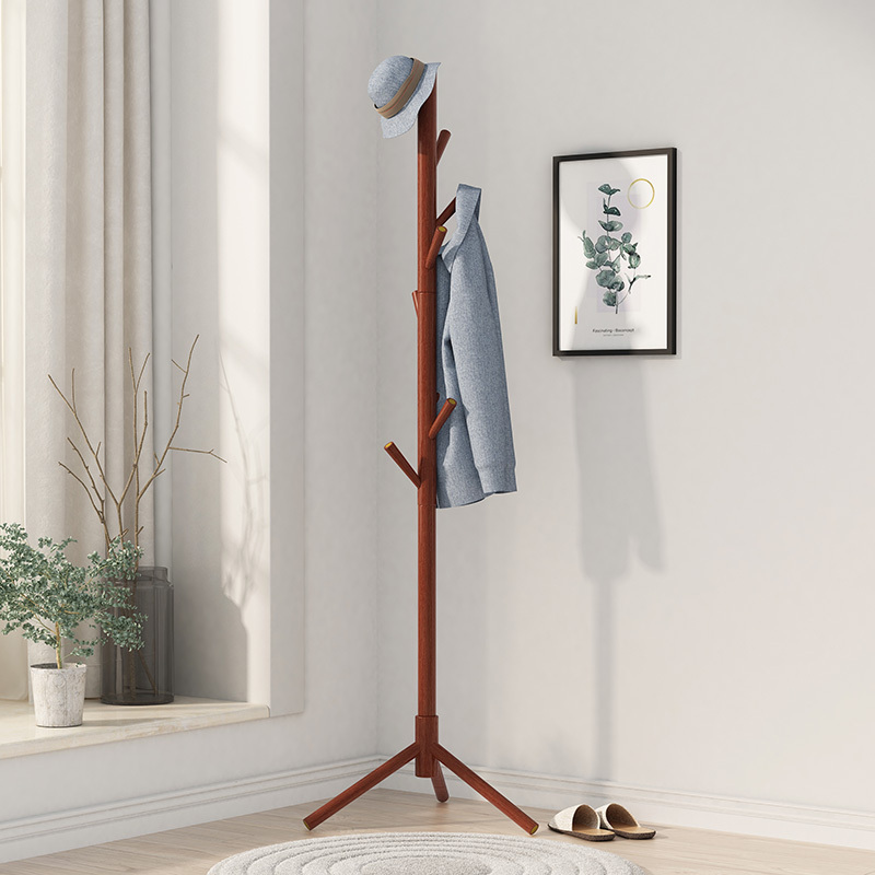 Hot sale cheap modern entrance hall mobile wooden tree hanger floor show standing clothes coat rack for hanging